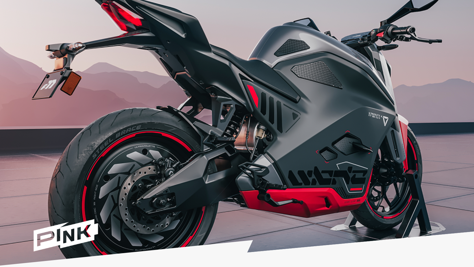 e-driver _ Ultraviolette lance ses motos électriques F77 partout en Europe l'image représente une moto électrique 125 l'ultraviolette F77 Mach 2 en rouge.